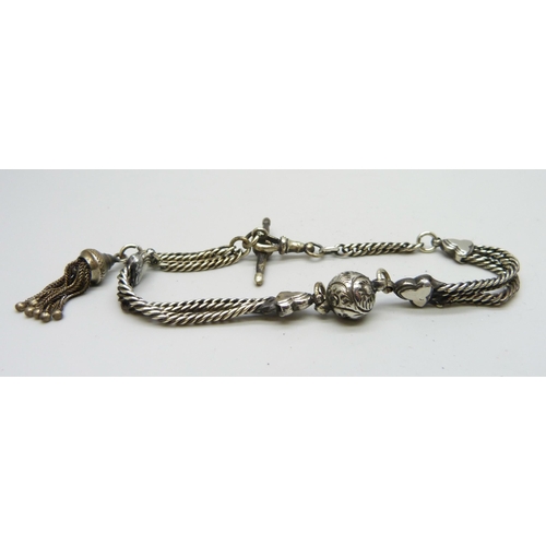 7097 - An Albertina watch chain, 26.5cm including clip