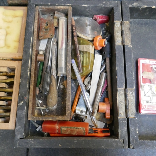 A large quantity of assorted hand tools, etc, including files ...