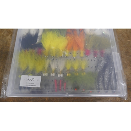 A set of trout flies - unused in an A4 file box