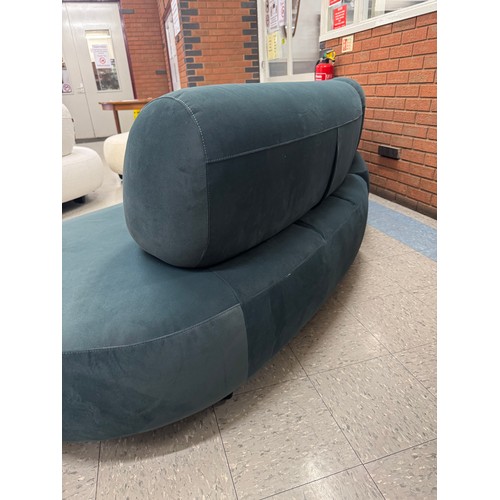3001 - A BonBon dark teal velvet curved sofa with reclining back rests (BBCMODL/BBCMODR) (CFL-315-8)