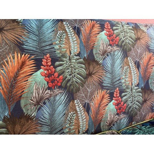 3009 - A Hexham kingfisher fabric and bottle green leather 2 seater sofa (HEX2-VERDE) (CFD-315-2)