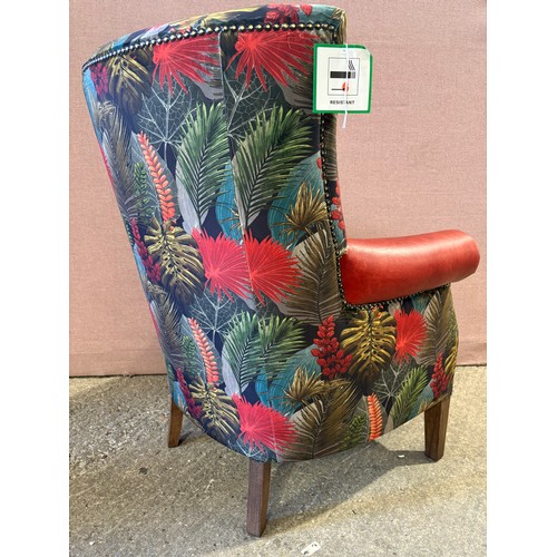 3013 - A Hexham toucan fabric rosso leather chair (HEX1-ROSSO) (CFD-315-1)