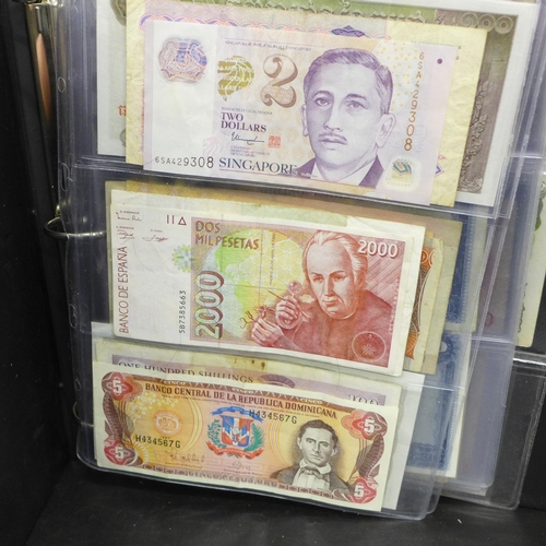 A collection of of foreign and British bank notes