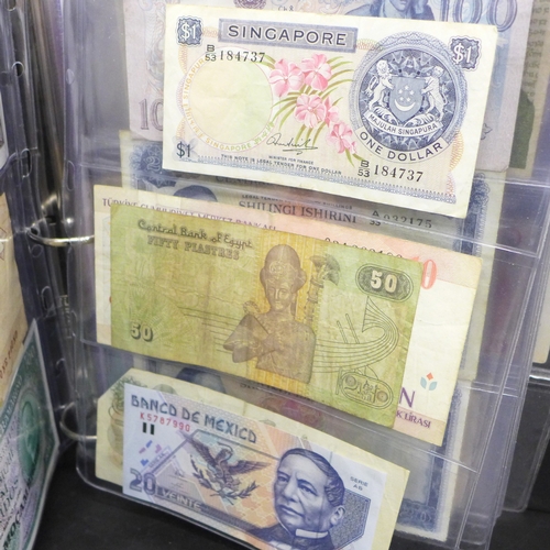 A collection of of foreign and British bank notes