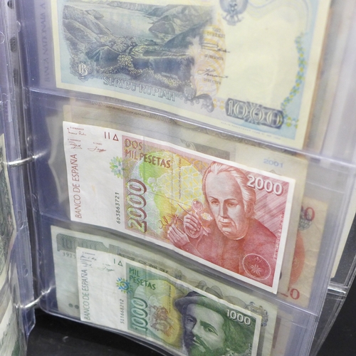 A collection of of foreign and British bank notes