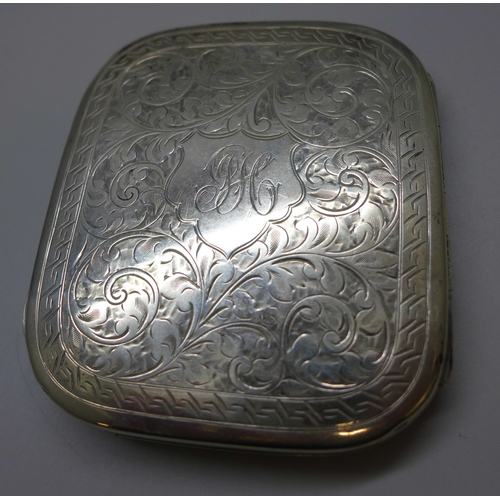 7289 - A silver cigarette case, Birmingham 1946 hallmarks, 92.2g