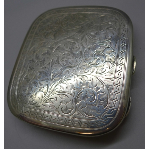 7289 - A silver cigarette case, Birmingham 1946 hallmarks, 92.2g