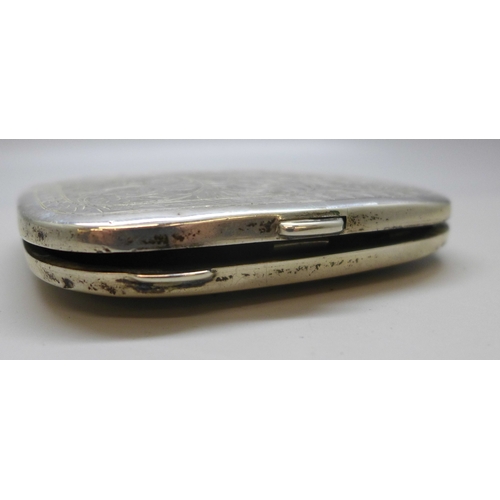 7289 - A silver cigarette case, Birmingham 1946 hallmarks, 92.2g