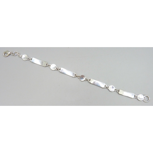 7001 - A white metal and enamel Art Nouveau Glasgow Rose design bracelet, attributed to Malcolm Gray (unmar... 
