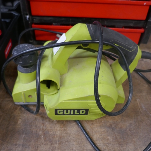 A Milwaukee pack out tray, organiser tray and Guild PPL650G 240V planer