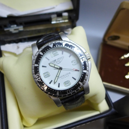 A collection of assorted items including a Wingmaster wristwatch, a ...