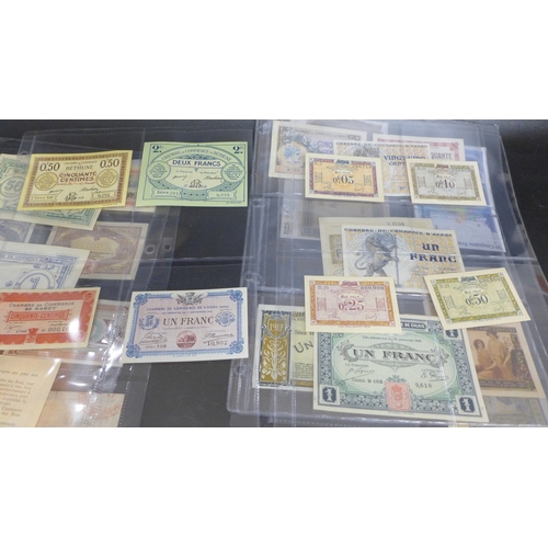 A collection of emergency bank note issues, mostly WWI period, 1916