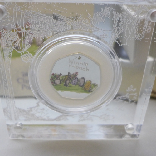 7267 - Two Royal Mint Classic Winnie The Pooh silver proof 50p coins - Owl and Winnie The Pooh and Friends