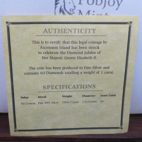 7268 - Coins - Pobjoy Mint, a 2012 60oz Ascension Island fine .999 silver proof coin, mintage limited to 60... 