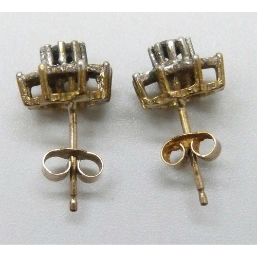 7005 - A pair of 9ct gold, sapphire and diamond ear studs, 1.5g