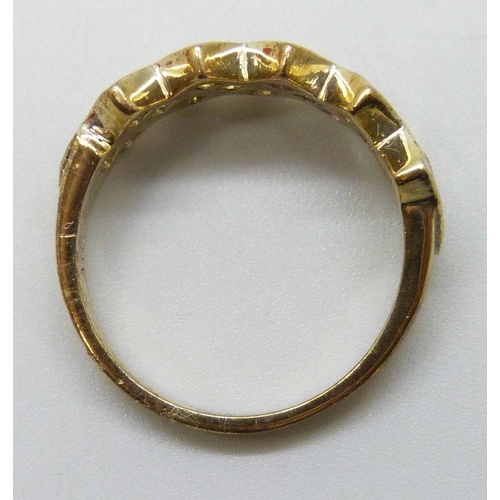 7007 - A TGGC silver gilt rainbow sapphire ring, N