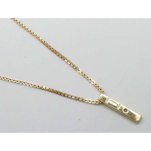 7010 - An Italian 18ct gold and diamond pendant on a 9ct gold chain, total weight 3.7g, chain 41cm