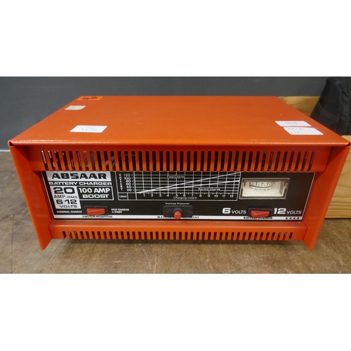 A quantity of assorted items including an Absaar 6/12V battery cahrger ...