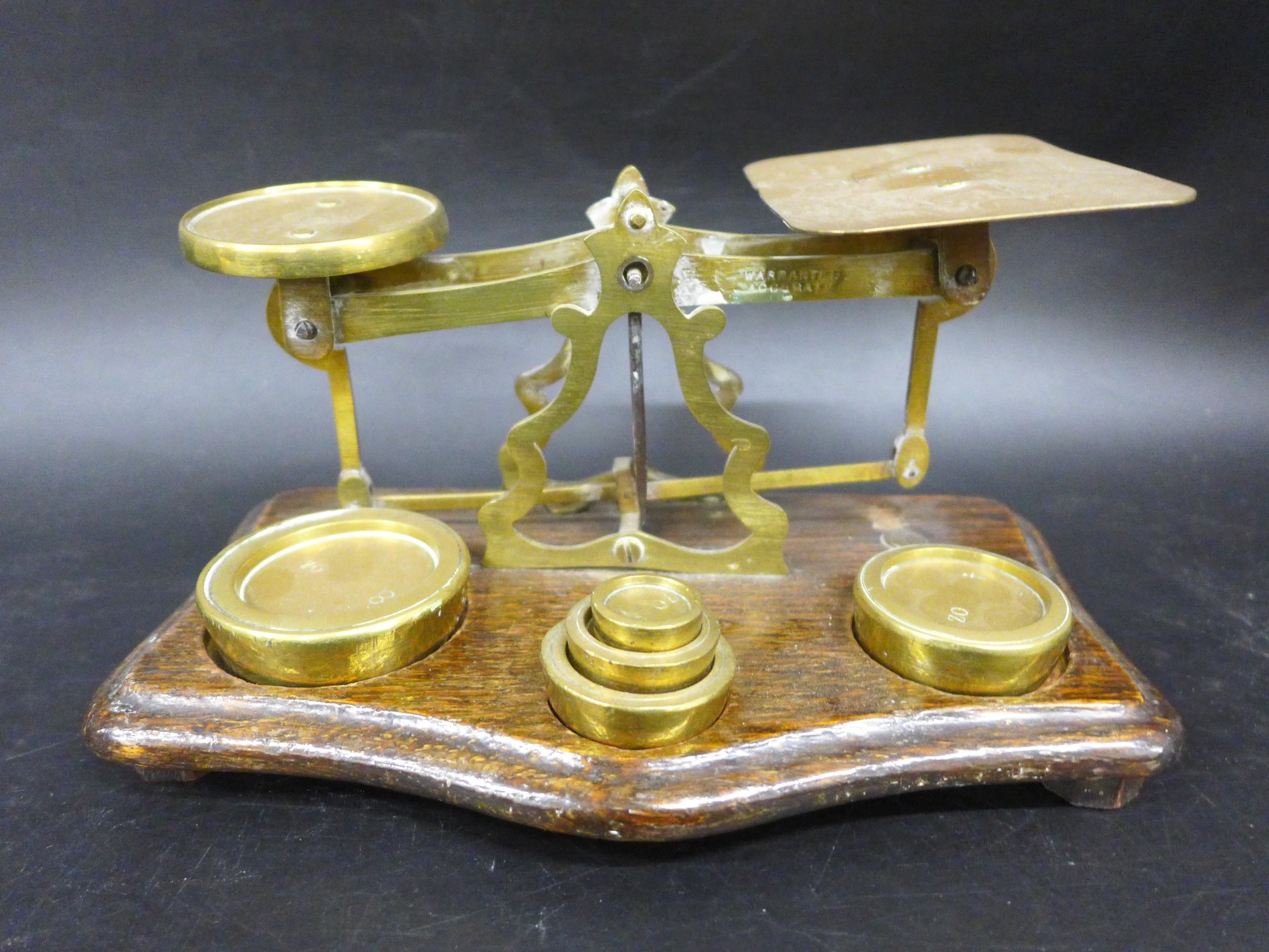 A set of postal scales with weights