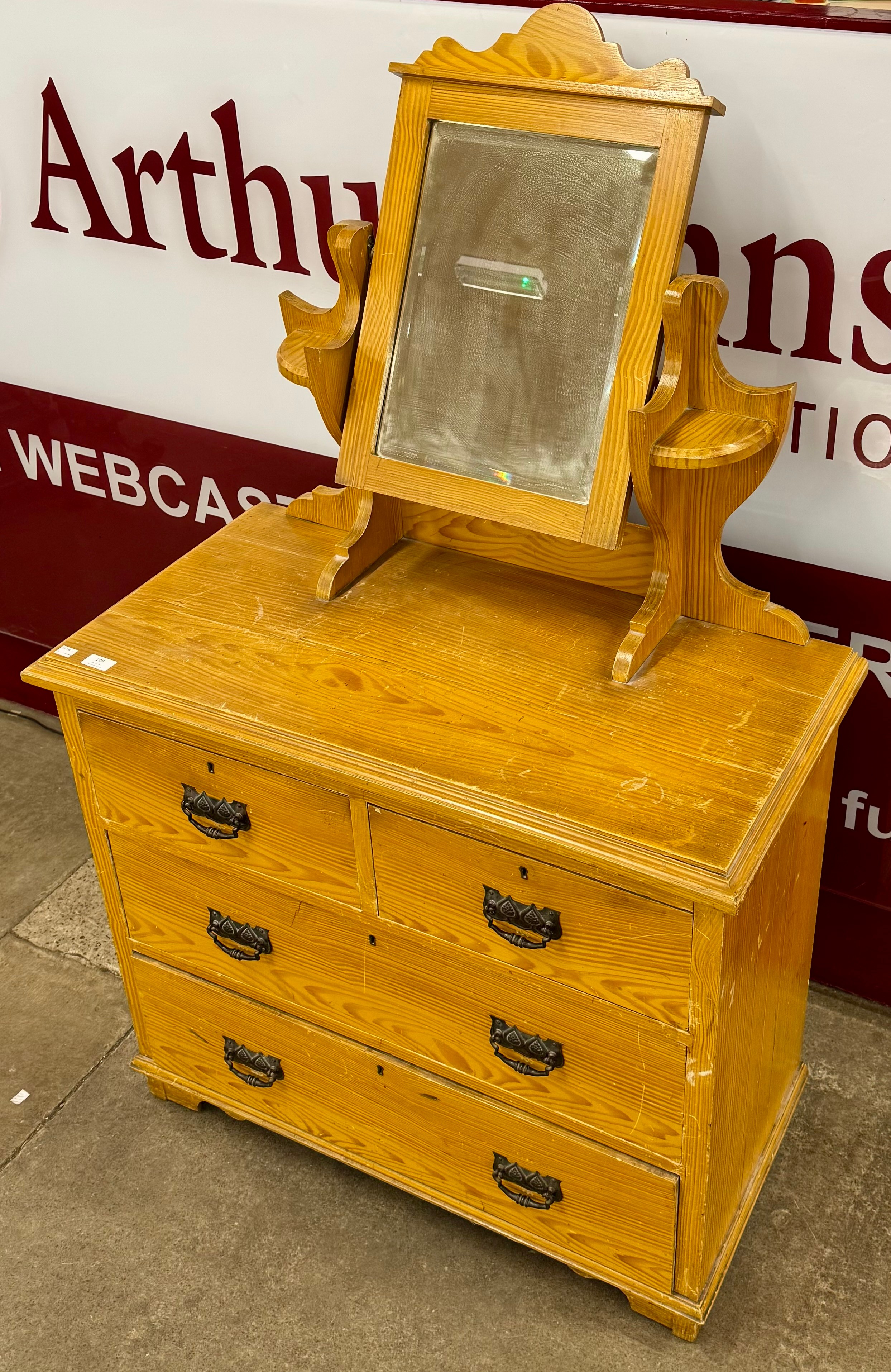 An Edward VII scumbled pine dressing chest