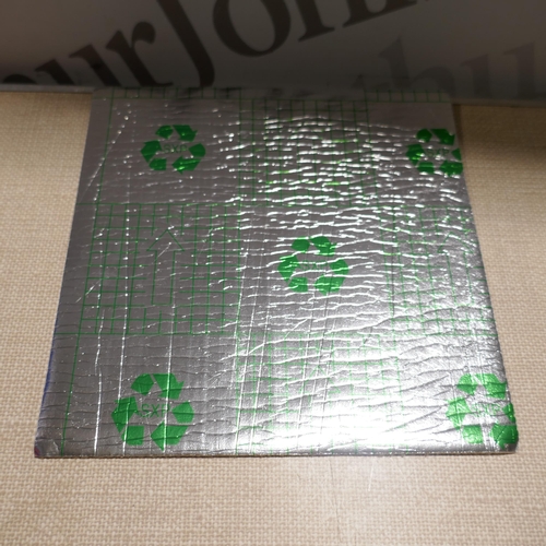 A box of miscellaneous items including sound reducing tiles, floor ...