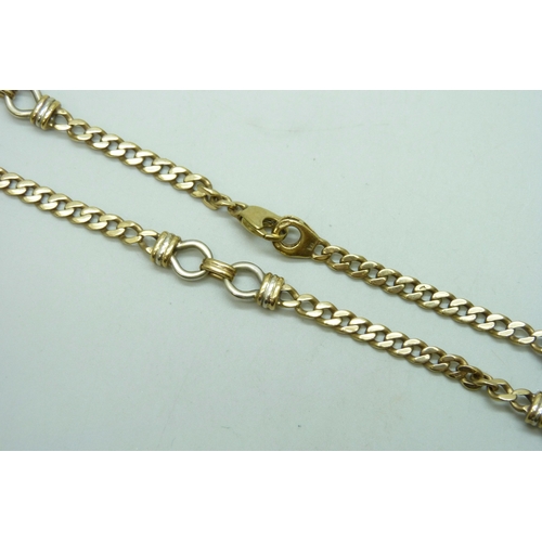 7002 - A 9ct gold fancy link curb chain necklace, hallmarked, 30.7g, 45.5cm