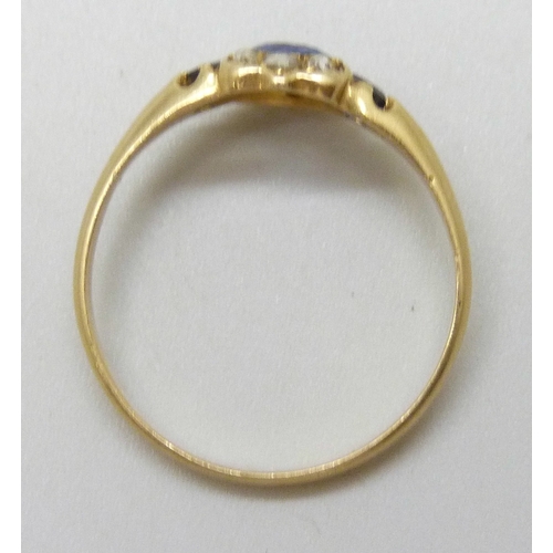 7061 - A yellow metal, sapphire and rose cut diamond ring, 1.9g, O/P