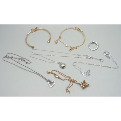 7116 - A Christian Dior heart design necklace, and Swarovski jewellery, together with an unmarked torque ba... 