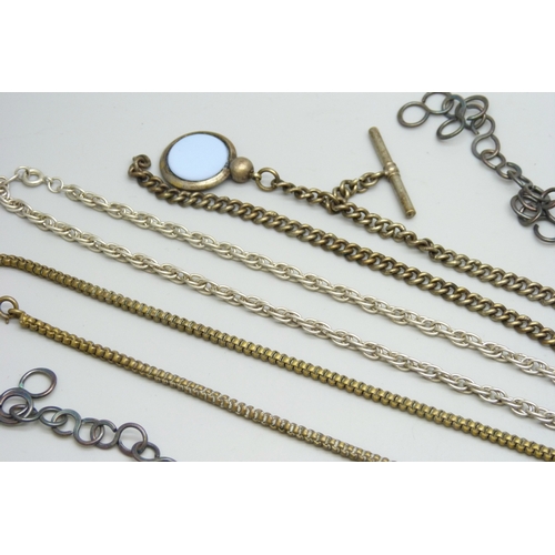 7149 - A collection of Alberts, chains, etc.