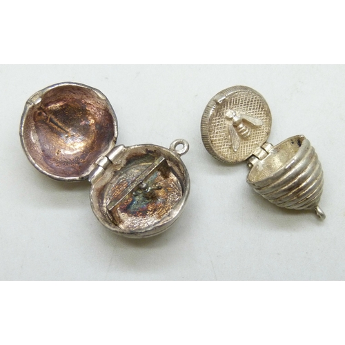 7177 - A collection of silver jewellery, and a white metal pendant in the form of a football (opens), 56g t... 