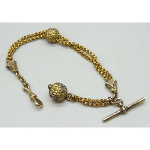 7179 - A gilt fancy link Victorian Albertina chain, 17cm clip to loop