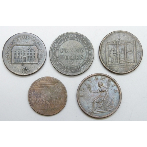 7284 - Five 19th century tokens
