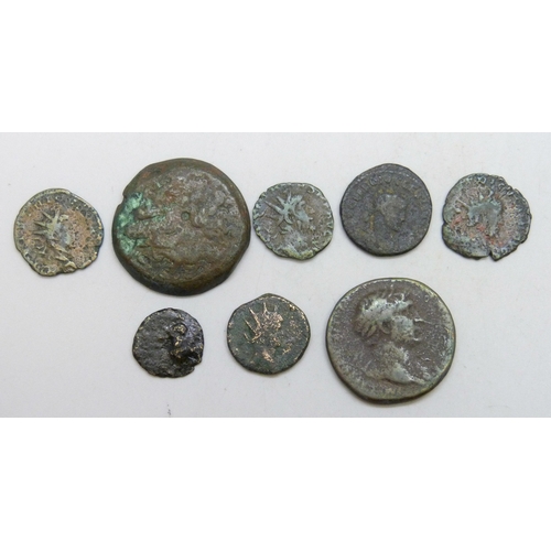 7286 - A collection of bronze coins including Roman