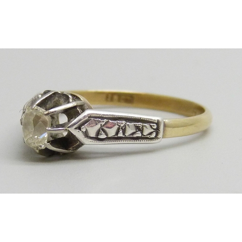 7138 - An 18ct gold diamond solitaire ring, 2.4g, N/O