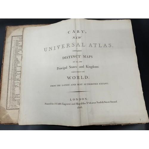 2258 - A large bound Cary's New Universal Atlas Containing Distinct Maps of all the Principle States and Ki...