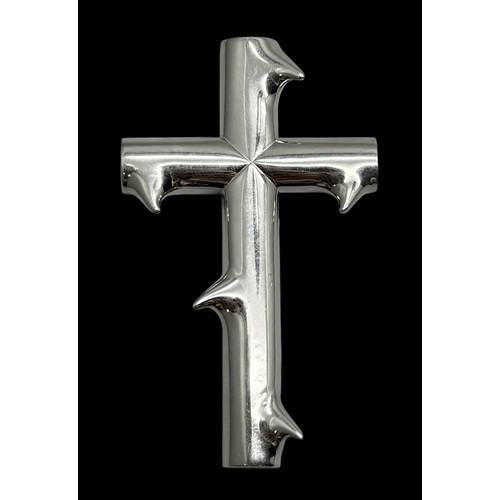 7351 - Paul Spurgeon, Cross of Thorns, a white metal Modernist style abstract design cross necklace pendant... 