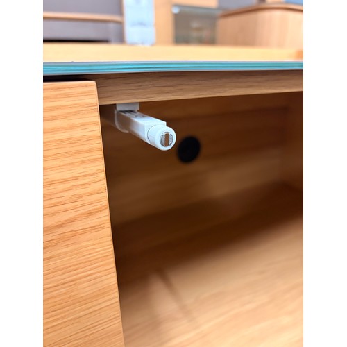 3001 - A Hobang oak large Television unit with glass top
