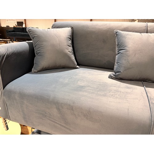 3010 - A Rivan steel blue 3 seater sofa with adjustable backrest *This lot is subject to VAT