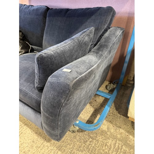 3016 - A marine pile velvet upholstered 2 seater sofa
