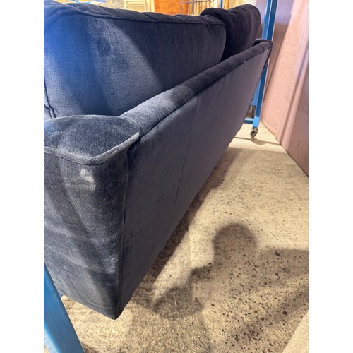 3016 - A marine pile velvet upholstered 2 seater sofa