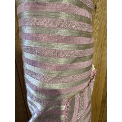 3037 - A pink and champagne striped roll of fabric (approx 30m)