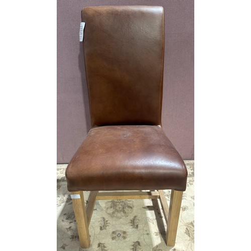 3042 - A tan leather rollback dining chair (Z_ROLTAL) (CFL-316-15)