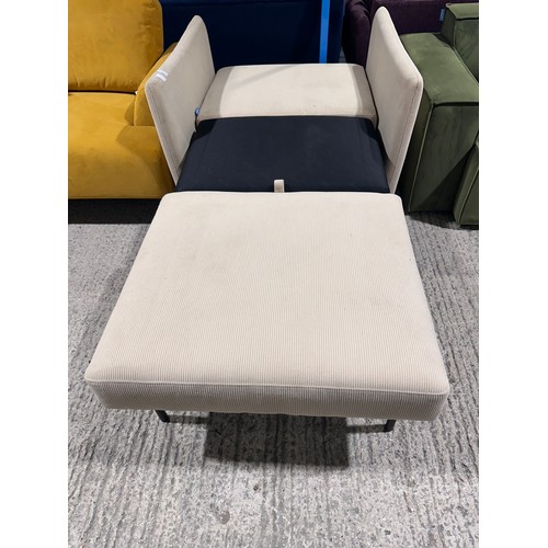 3048 - A Swyft model 08 cord sand armchair with fold out sofa bed RRP £1,499