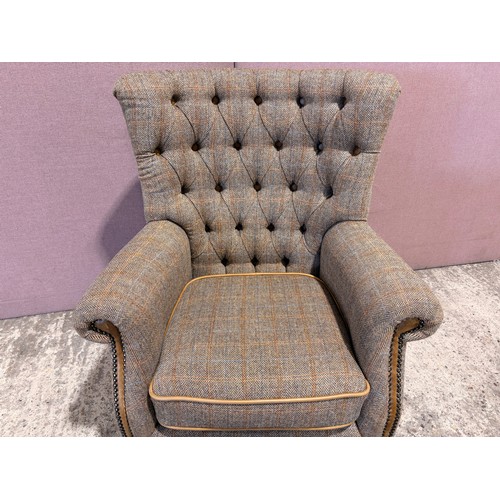 3056 - A Hexham tweed fabric, buttoned back occasional chair   (XHEX1) (CFD-316-11)