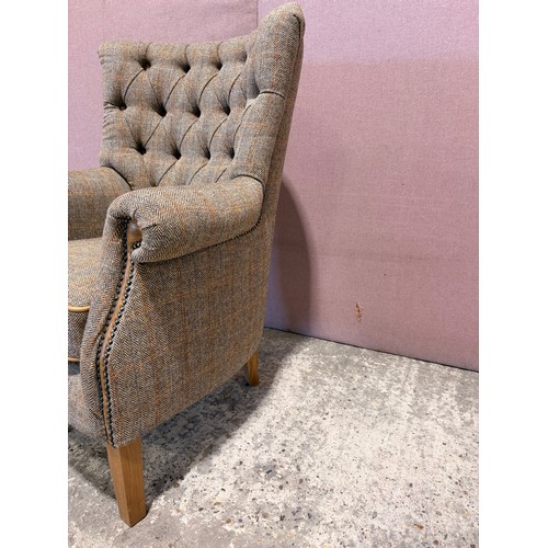3056 - A Hexham tweed fabric, buttoned back occasional chair   (XHEX1) (CFD-316-11)