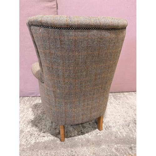 3056 - A Hexham tweed fabric, buttoned back occasional chair   (XHEX1) (CFD-316-11)