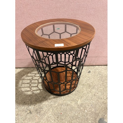 3078 - A Bagdat walnut and black metal framed side table - (damaged frame) (BAGDATCT) (CFL-315-6)