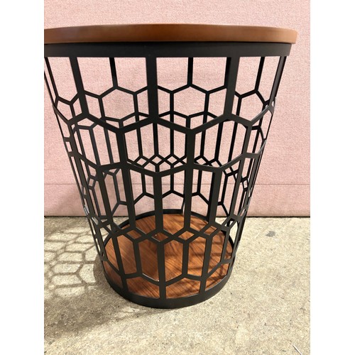 3078 - A Bagdat walnut and black metal framed side table - (damaged frame) (BAGDATCT) (CFL-315-6)