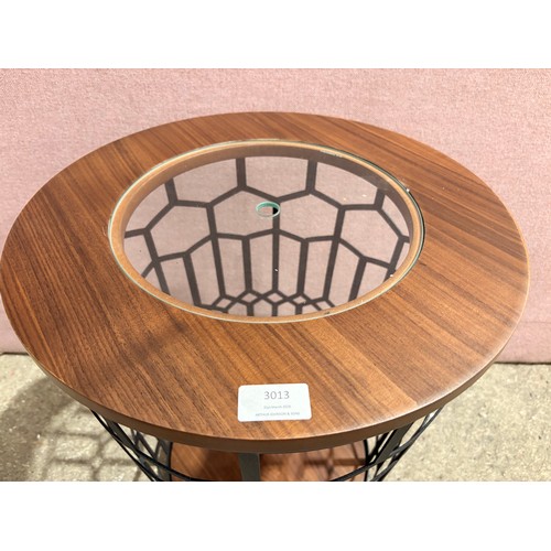 3078 - A Bagdat walnut and black metal framed side table - (damaged frame) (BAGDATCT) (CFL-315-6)