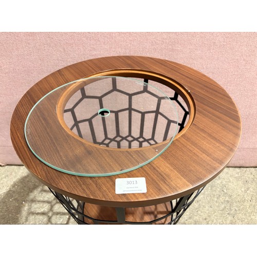 3078 - A Bagdat walnut and black metal framed side table - (damaged frame) (BAGDATCT) (CFL-315-6)